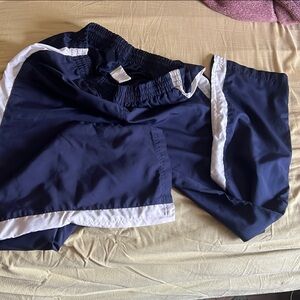 Blue and White Sporty Shorts with Elastic Waistband